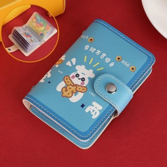 Festive Cartoon Snap-Type Anti-Degaussing Card Holder Lucky Change ID Storage Bag, Color: Blue