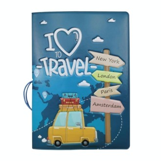 A0341 Cartoon Map Passport Cover Couple Travel Passport Holder(FCY-11)