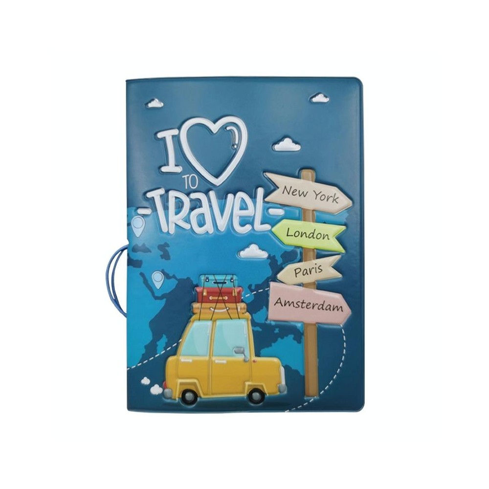 A0341 Cartoon Map Passport Cover Couple Travel Passport Holder(FCY-11)