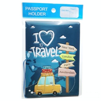 A0341 Cartoon Map Passport Cover Couple Travel Passport Holder(FCY-11)