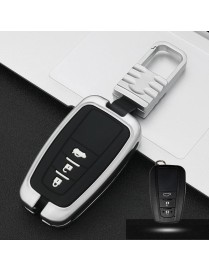 Car Luminous All-inclusive Zinc Alloy Key Protective Case Key Shell for Toyota C Style Smart 3-button (Silver)