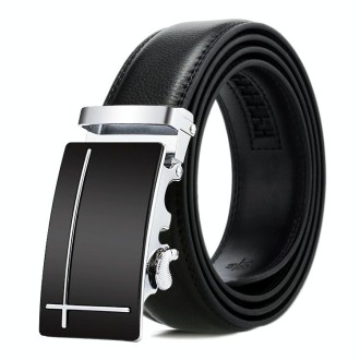 Dandali Casual Men Automatic Buckle Belt Business Soft Leather Pants Band, Length (cm): One Size 110-125cm(ZD-28)