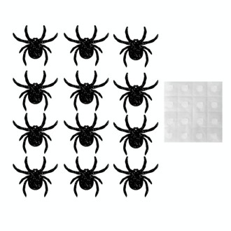 Halloween Decoration Wall Stickers Hanging Pendant Party Horror Banner Decoration, Style: 12pcs Spider Cards + Dots Glue