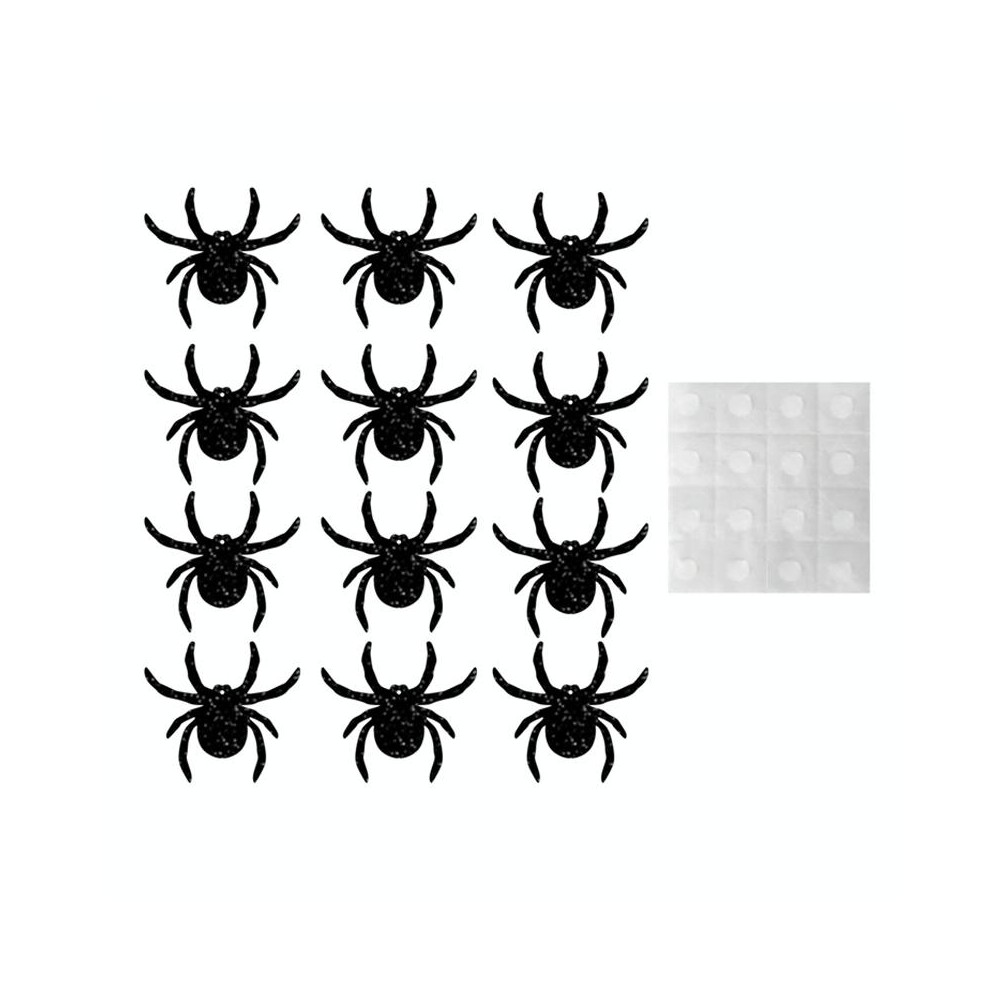 Halloween Decoration Wall Stickers Hanging Pendant Party Horror Banner Decoration, Style: 12pcs Spider Cards + Dots Glue