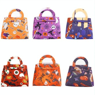 2pcs /Pack DIY Halloween Candy Bag Children Dress-Up Felt Gift Bag(Pumpkin Bat Eyeball)