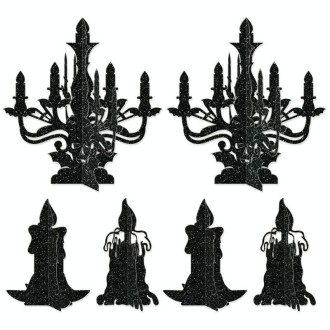 6pcs /Set Halloween Decoration 3D Candlestick Ornament Haunted House Table Arrangement Ghost Festival Supplies