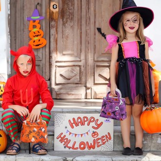 2pcs /Pack DIY Halloween Candy Bag Children Dress-Up Felt Gift Bag(Pumpkin Ghost Pills)