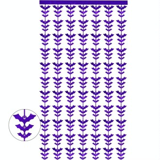 Halloween Decorative Bat String Flag Door Curtain Party Scene Layout Props(Purple)