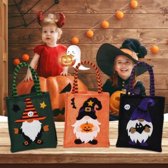 Halloween Cartoon Doll Linen Tote Bags(Black)