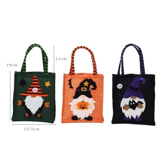 Halloween Cartoon Doll Linen Tote Bags(Black)