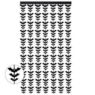 Halloween Decorative Bat String Flag Door Curtain Party Scene Layout Props(Black)