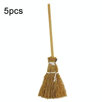 5pcs Halloween Mini Broom Ornaments Witch Broom Toy Accessories White Rope 5cm x 14cm