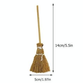 5pcs Halloween Mini Broom Ornaments Witch Broom Toy Accessories White Rope 5cm x 14cm