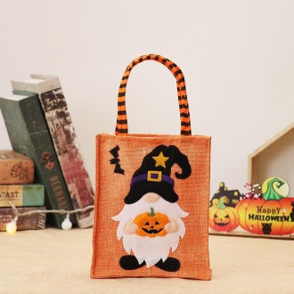 Halloween Cartoon Doll Linen Tote Bags(Orange)