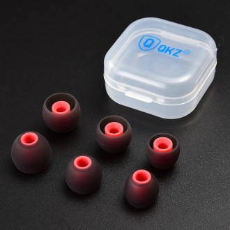 QKZ GJES 6-in-1 In-Ear Earphone Silicone Ear Caps(Black Red)