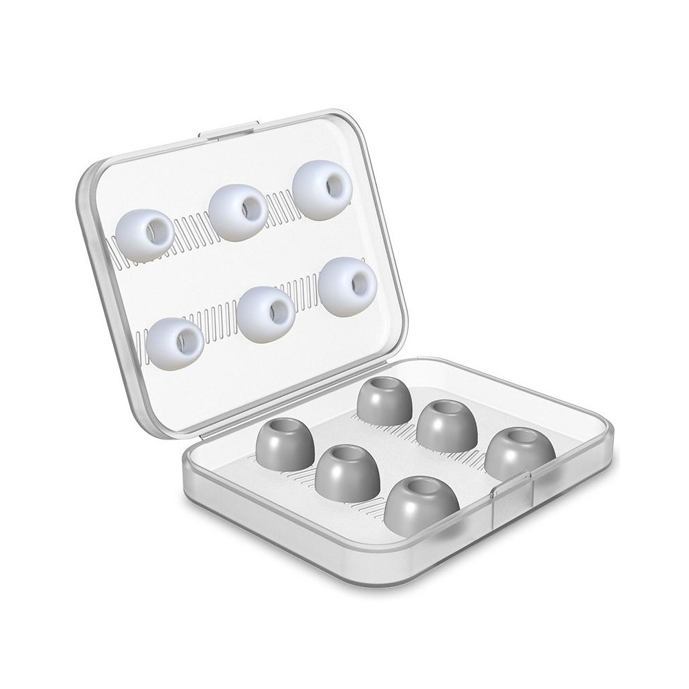 12 PCS Wireless Earphone Replaceable Silicone + Memory Foam Ear Cap Earplugs for AirPods Pro, with Storage Box(White + Grey)