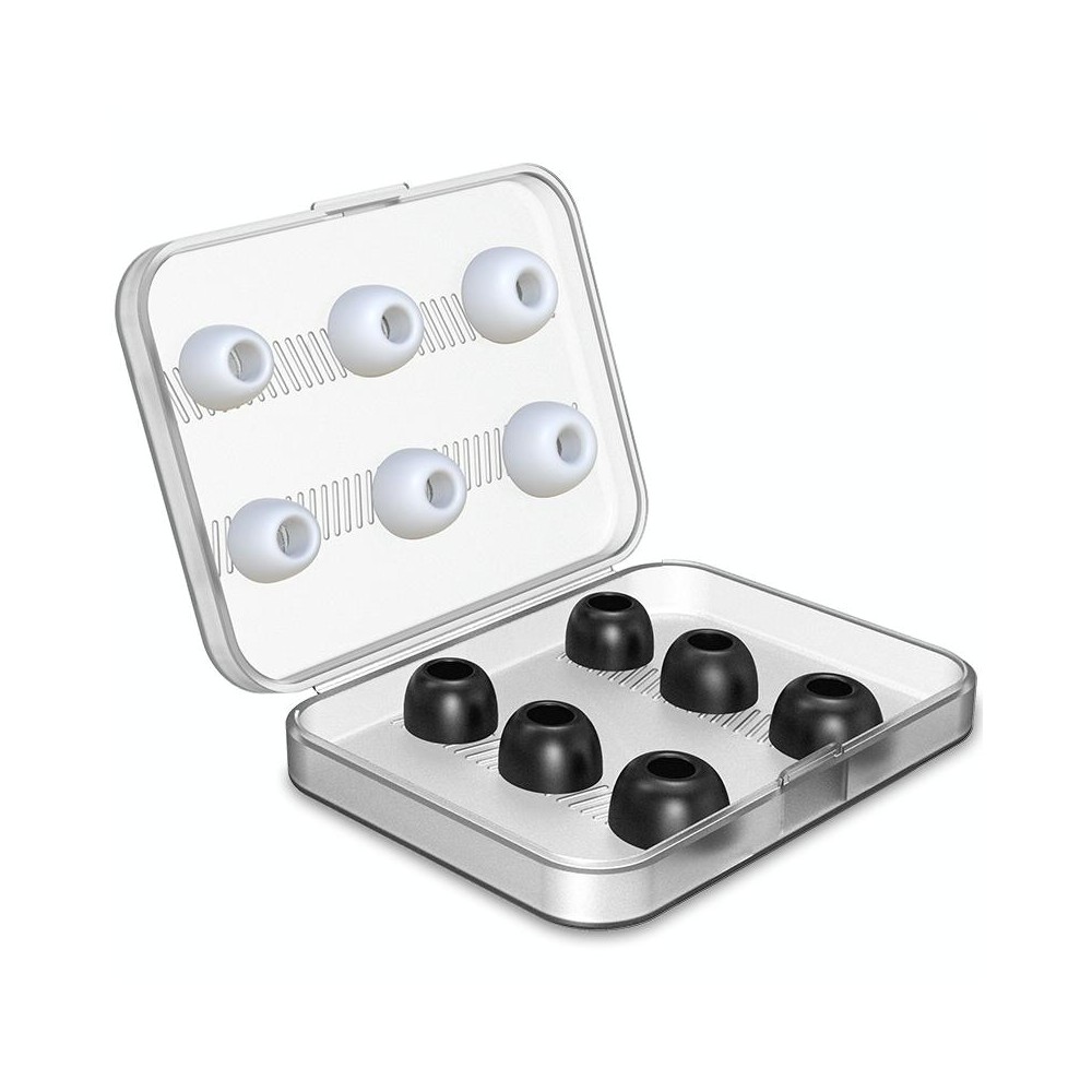 12 PCS Wireless Earphone Replaceable Silicone + Memory Foam Ear Cap Earplugs for AirPods Pro, with Storage Box(White + Black)