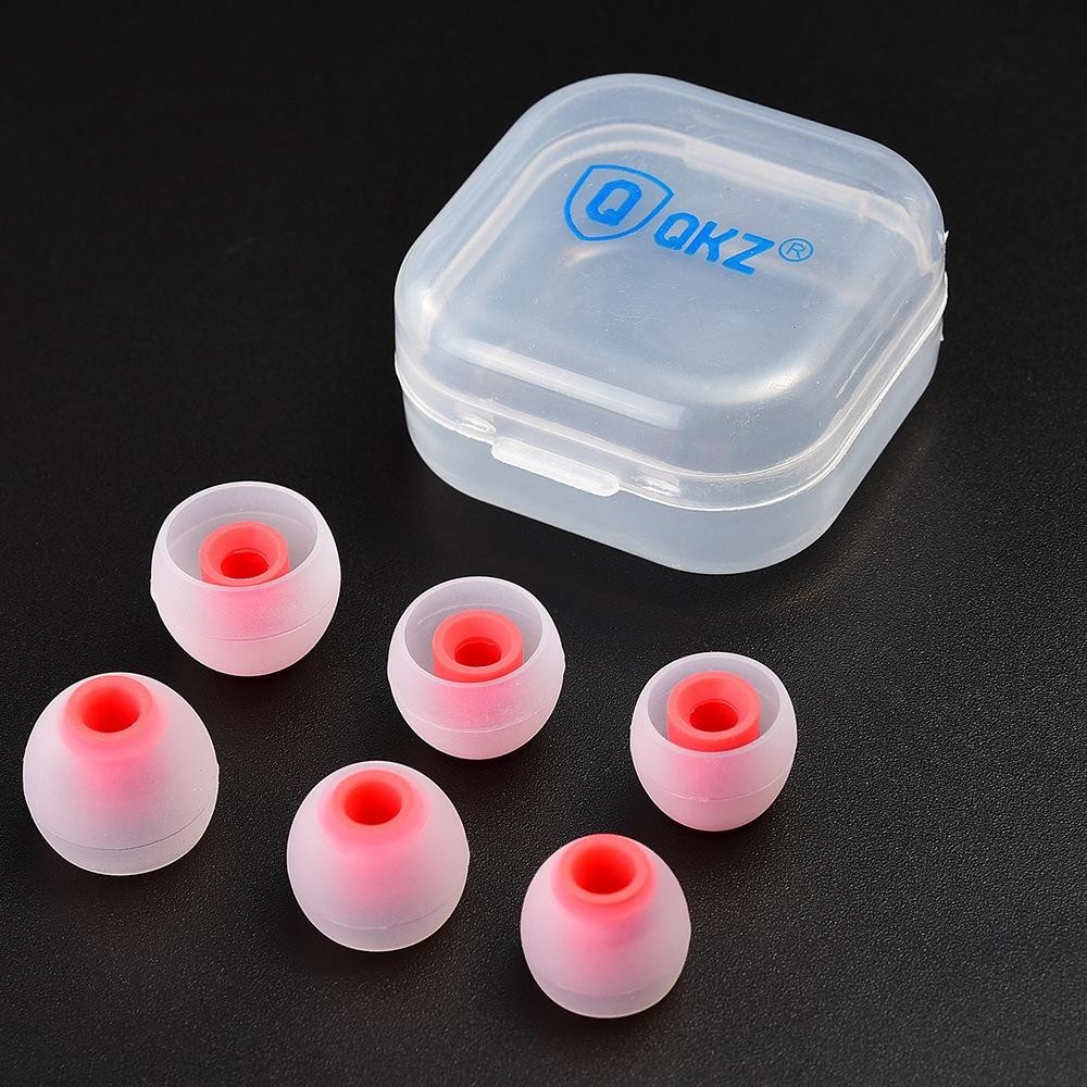 QKZ GJES 6-in-1 In-Ear Earphone Silicone Ear Caps(White Red)