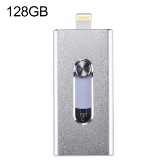 RQW-02 3 in 1 USB 2.0 & 8 Pin & Micro USB 128GB Flash Drive(Silver)