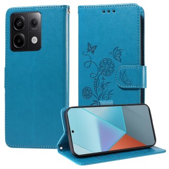 For Redmi Note 13 Pro 5G Embossed Butterfly Flowers Leather Phone Case(Blue)