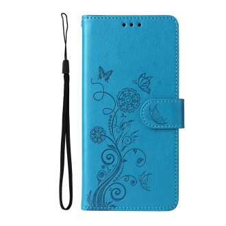 For Redmi Note 13 Pro 5G Embossed Butterfly Flowers Leather Phone Case(Blue)