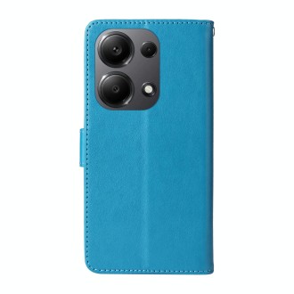 For Redmi Note 13 Pro 4G Embossed Butterfly Flowers Leather Phone Case(Blue)