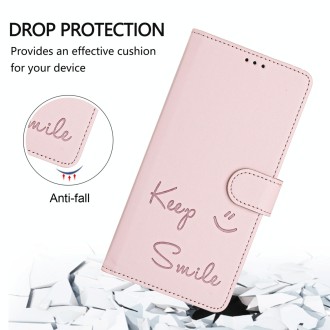 For Redmi Note 13 Pro 5G Global Smile Embossing RFID Leather Phone Case(Pink)