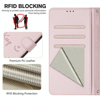 For Redmi Note 13 Pro 5G Global Smile Embossing RFID Leather Phone Case(Pink)