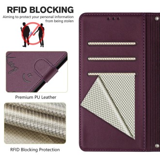 For Redmi Note 13 Pro 5G Global Smile Embossing RFID Leather Phone Case(Violet)