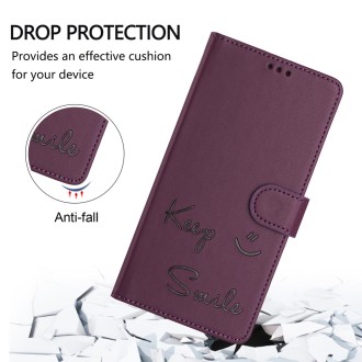 For Redmi Note 13 Pro 5G Global Smile Embossing RFID Leather Phone Case(Violet)