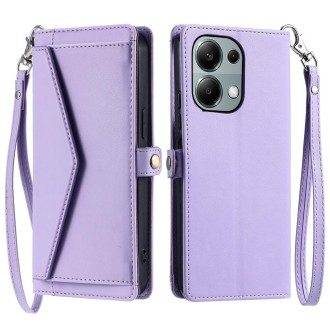 For Redmi Note 13 Pro 4G Global Wallet Multi-card Slot Leather Phone Case with Lanyard(Purple)