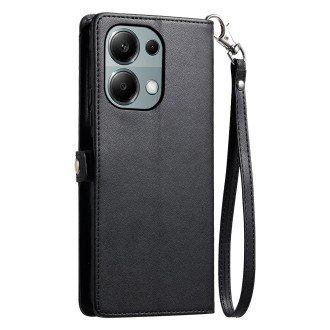 For Redmi Note 13 Pro 4G Global Wallet Multi-card Slot Leather Phone Case with Lanyard(Black)