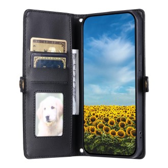 For Redmi Note 13 Pro 4G Global Wallet Multi-card Slot Leather Phone Case with Lanyard(Black)