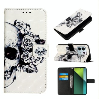 For Xiaomi Redmi Note 13 Pro 5G Global 3D Painting Horizontal Flip Leather Phone Case(Skull)