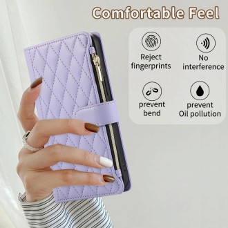 For Redmi Note 13 Pro 5G Rhombic Zipper Wallet Leather Phone Case(Purple)