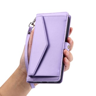 For Redmi Note 13 Pro 5G Global Wallet Multi-card Slot Leather Phone Case with Lanyard(Purple)