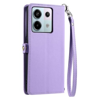 For Redmi Note 13 Pro 5G Global Wallet Multi-card Slot Leather Phone Case with Lanyard(Purple)