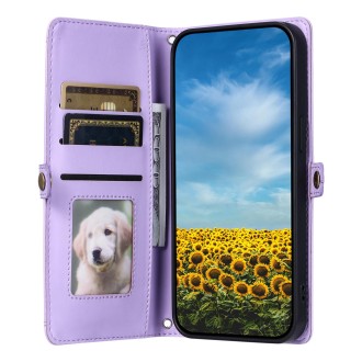 For Redmi Note 13 Pro 5G Global Wallet Multi-card Slot Leather Phone Case with Lanyard(Purple)