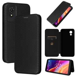 For TCL 501 Carbon Fiber Texture Flip Leather Phone Case(Black)