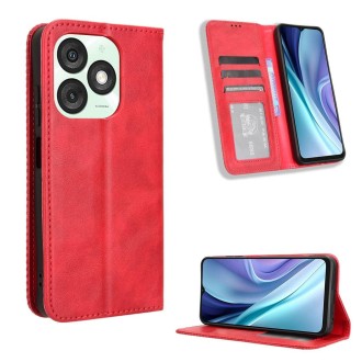 For itel A50 Magnetic Buckle Retro Texture Leather Phone Case(Red)