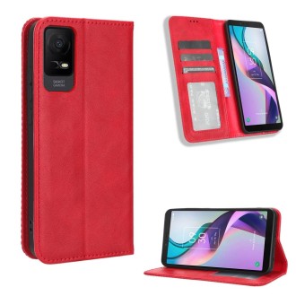 For TCL ION X Magnetic Buckle Retro Texture Leather Phone Case(Red)