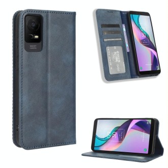 For TCL ION X Magnetic Buckle Retro Texture Leather Phone Case(Blue)