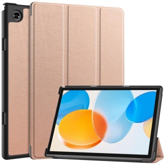 For Teclast M40 Pro 2023 Custer Pure Color 3-Fold Holder Leather Tablet Case(Rose Gold)