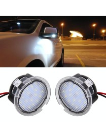2 PCS DC 12V 2W 6000K 120LM 18-LED Side Rear View Mirror Puddle Lights Lamp for Ford 2013-2017 Explorer/2015-2017 Taurus/2015-20