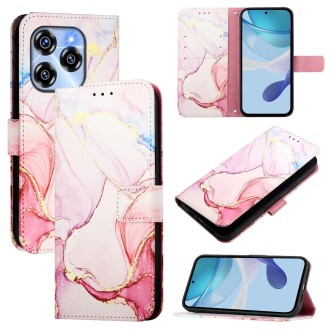 For Oukitel C50 PT003 Marble Pattern Flip Leather Phone Case(Rose Gold)