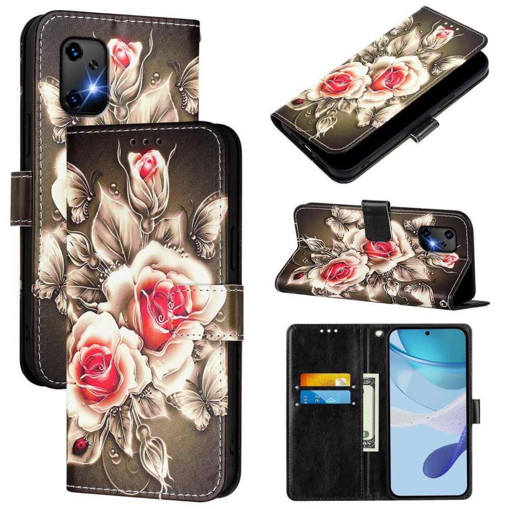 For Umidigi Bison X20 Colored Drawing Pattern Plain Weave Leather Phone Case(Roses On Black)