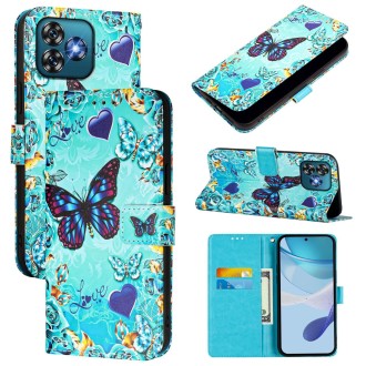 For Oukitel C53 Colored Drawing Pattern Plain Weave Leather Phone Case(Love Butterfly)