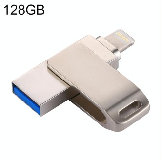 RQW-10G 2 in 1 USB 2.0 & 8 Pin 128GB Flash Drive, for iPhone & iPad & iPod & Most Android Smartphones & PC Computer