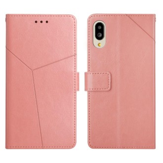 For Sharp Aquos / Simple Sumaho 6 Y Stitching Horizontal Flip Leather Phone Case(Rose Gold)