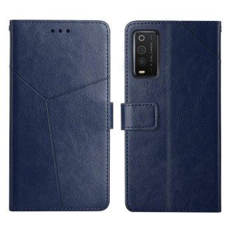 For TCL 205 Y Stitching Horizontal Flip Leather Phone Case(Blue)